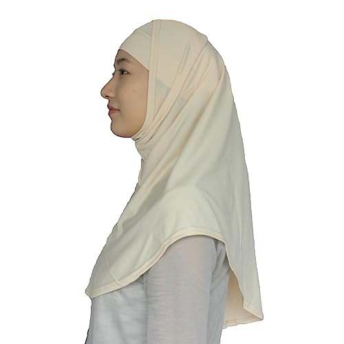Women's Muslim Hijab Al-Amira Hijabs 2 Pieces with Tube Underscarf Cap Instant Soft Scarf - color: Beige