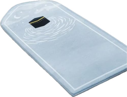 Islamic Prayer Mat for Kids, Light Blue, Lightly Padded Prayer Rug
