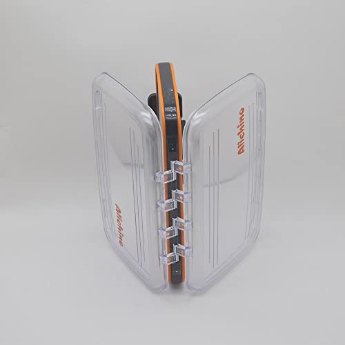 ALICHINO Fly Box for Fly Files Ice Jig Box Two Sided Waterproof Fly Fishing Box for Nymphs and Streamers (Grey Foam Insert, M 7.3 * 4.5 * 1.6Inch) - size: Medium 7.3 * 4.5 * 1.6 Inch