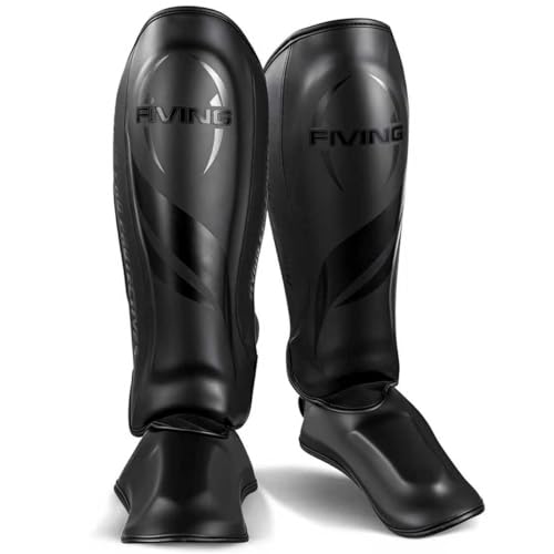 Upgraded Thickened Muay Thai Shin Guards with Instep | Enhanced Impact Protection, Kickboxing & MMA Leg Guards, Martial Arts Sparring Training, Durable for Men Women - size: Large