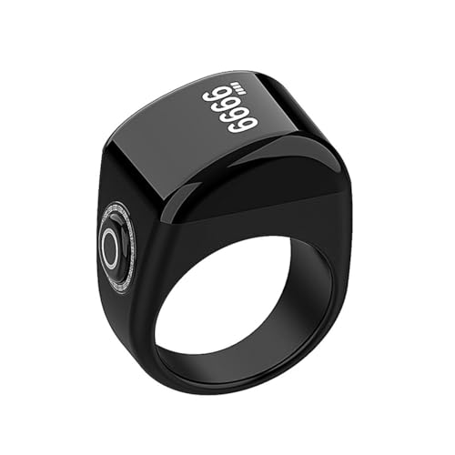 Zikr Ring- Muslim Digital Azan Alarm Clock, Digital Tasbih Finger Counter with OLED Screen, Waterproof, APP Support Counter Smart Ring(Black, 8 inch)