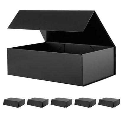 6 Large Black Gift Boxes with Magnetic Lid 13.5x9x4.1 Inch - color: Black, size: 1 Count (pack of 6)