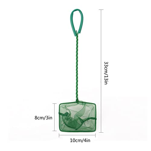 Aquarium Fish Net 4" Fine Mesh Green Skimmer Filter for Small Fish Tanks Catch Net with Comfortable