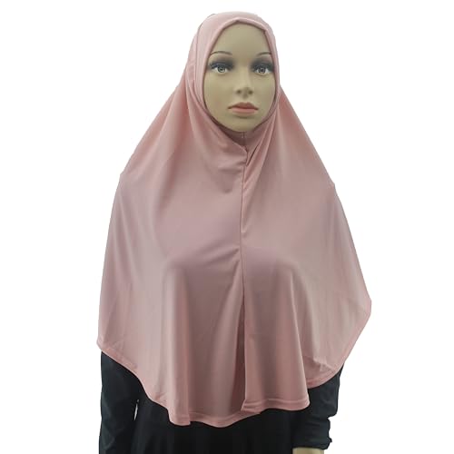 Women's Instant Hijab Muslim Headscarf Prayer Scarf Soft Breathable Stretchy Wrap - color: Dark Pink