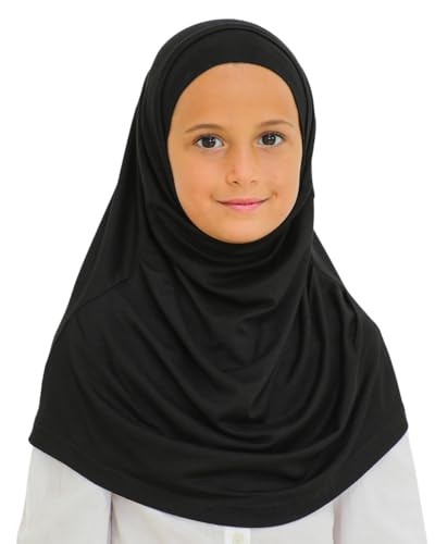 Prien Easy To Wear Hijab For Girls, Muslim Scarf for Kids, Instant Hijabs For Women, Viscose Children Scarves For Ramadan Eid - color: Black