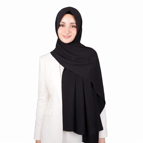 MuLanLegend Mu Lan Song Hijab | Large Non-See-Through Muslimah Headscarf Wrap | Non-Slip Women Scarf | Flowy and Drapey - color: Black