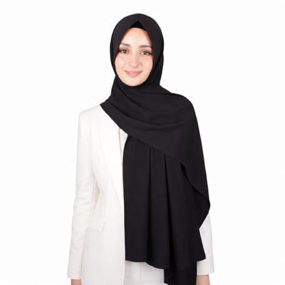 MuLanLegend Mu Lan Song Hijab | Large Non-See-Through Muslimah Headscarf Wrap | Non-Slip Women Scarf | Flowy and Drapey - color: Black
