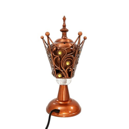 Electric Incense Burner | Arabic-Middle Eastern Style Metal Bakhoor Burner | Traditional Tabletop Censer for Aromatherapy, Home Fragrance, Yoga, Spa, Office Decor (Copper-, WF-27)