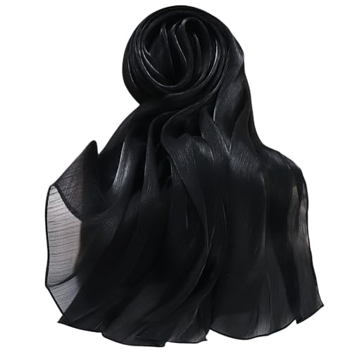 Lina & Lily Sheen Shimmer Women's Crepe Scarf Shawl Wrap Head Hijab Lightweight - color: Black