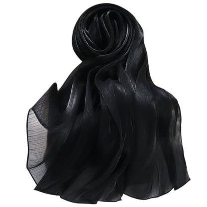 Lina & Lily Sheen Shimmer Women's Crepe Scarf Shawl Wrap Head Hijab Lightweight - color: Black