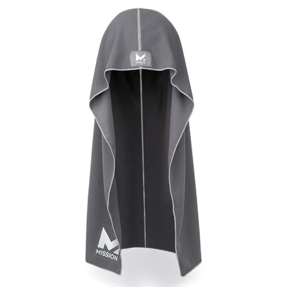 MISSION Cooling Hoodie Towel, Evaporative Cool Technology, Cools Instantly When Wet, UPF 50 Sun Protection, Contours Your Head to Stay in Place, Great for Sports, Fitness, Gym - color: Charcoal