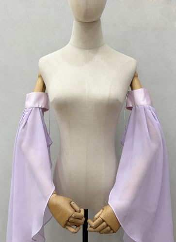 Detachable Sleeves for Wedding Dresses Chiffon Bell Sleeve Arm Covers Victorian Gothic Bridal Gown Accessories - color: Purple
