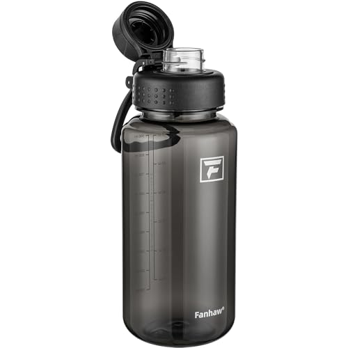 Fanhaw 32 oz Clear BPA-Free Tritan Water Bottle with Fast-Flow Spout Lid, BPA-Free & Leak-Proof Wide-Mouth Reusable Bottle for Gym, School & Office, Back to School Essentials (Black) - color: Black