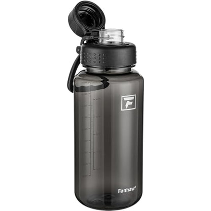 Fanhaw 32 oz Clear BPA-Free Tritan Water Bottle with Fast-Flow Spout Lid, BPA-Free & Leak-Proof Wide-Mouth Reusable Bottle for Gym, School & Office, Back to School Essentials (Black) - color: Black