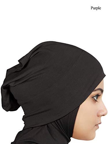 MyBatua Women's 2-Piece Al-Amira Hijab with Under Scarf/Cap/Bonnet in Soft Viscose Jersey, Ready to Wear HJ-129 - color: Black