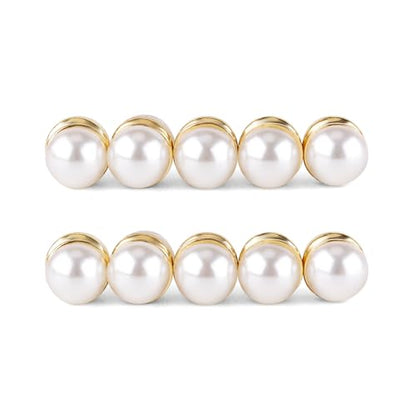NQEUEPN 10pcs Veil Weights Strong Magnetic Pearl Pins for Hijab, Clothes, Scarves, Niqab - Beautiful Wedding Double Sided Magnets for Women Girls