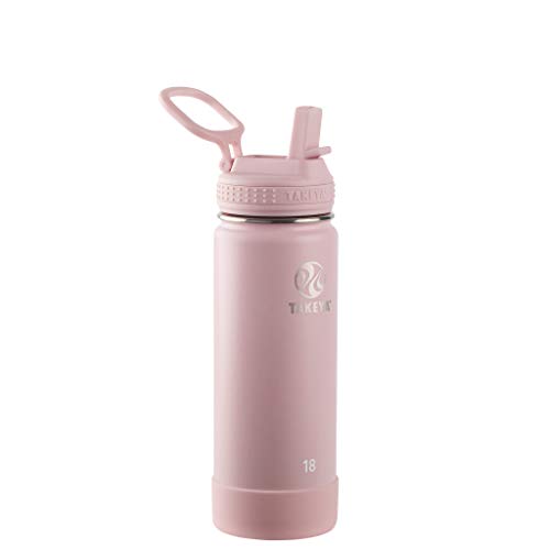 Takeya 18 oz Actives Stainless Steel Water Bottle with Straw Lid – Leakproof, Double-Wall Insulated, Keeps Drinks Cold 24 hrs/Hot 12 hrs, BPA-Free, Powder-Coated, Gym & Travel, Blush - color: Blush, size: 18 Ounces