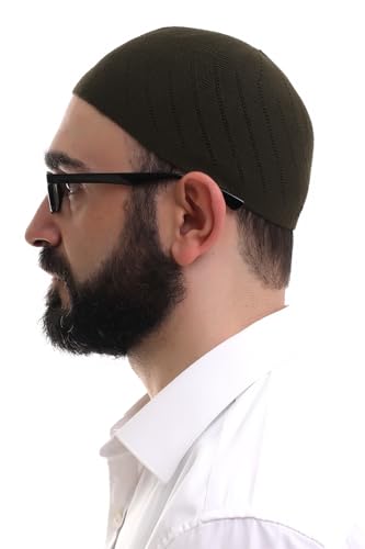 ihvan online Kufi Hats for Men, Taqiya, Takke, Turkish Muslim Winter Woven Caps, Peci, Islamic Prayer Skullcap, Islamic Gifts - color: Khaki