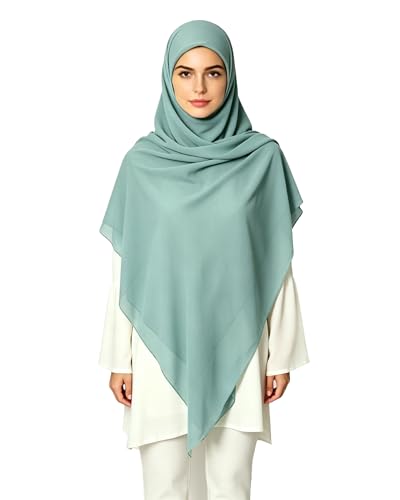 Lina & Lily Premium Chiffon Hijab Head Scarf Shawl Wrap for Muslim Women Square 58'' x 58'' - color: Sage Green