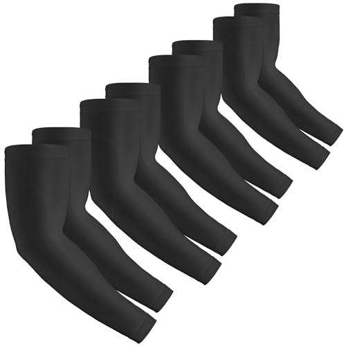 2 Pairs UV Protection Cooling Arm Sleeves Compression Sun Sleeves for Men Women Youth, Tattoo Cover Up, UPF 50 - color: 4 Pairs: Black