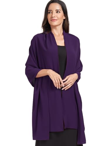 Chiffon Shawl and Wraps for Women Warm Scarves Wedding Evening Bridal Scarfs Pashmina Shawls - color: Eggplant