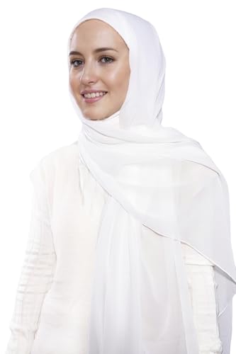 Lina & Lily Premium Chiffon Ninja Instant Hijab Scarf Stitched Jersey Cap Neck Cover Full Coverage - color: White