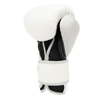 Everlast Powerlock 2 Hook & Loop Boxing Gloves | Fight Training Gloves | Hook and Loop with Durable Hand & Wrist Support | Heavy Bag & Fitness Training - color: White / Gray, size: 12 oz