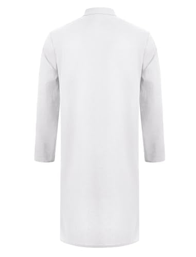 Odizli Muslim Clothes For Men Long Sleeve Stand Collar Thobe Saudi Jubba Dishdasha Kurta Diwali Outfits Indian Clothes - color: White, size: XX-Large