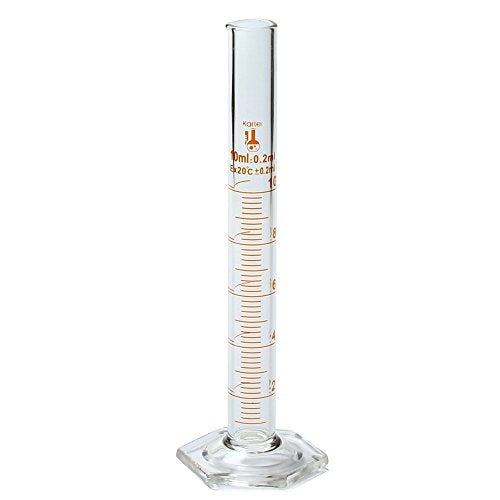 10ml Graduated Cylinder, Borosilicate 3.3 Glass, Single Metric Scale, Class B, Karter Scientific 213I21 (Pack of 6) - size: 10ml, style: Pack of 6