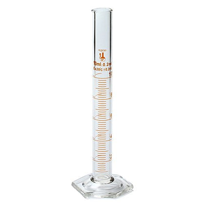 10ml Graduated Cylinder, Borosilicate 3.3 Glass, Single Metric Scale, Karter Scientific 246F1 (Pack of 50) - size: 10ml, style: Pack of 50