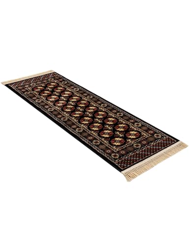 Rugs.com Bokhara Collection Rug – 6 Ft Runner Black Medium-Pile Rug Perfect for Hallways, Entryways - color: Black, size: 2' x 6' Runner