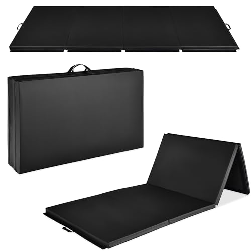 Best Choice Products 10ftx4ftx2in Folding Gym Mat 4-Panel Exercise Gymnastics Aerobics Workout Fitness Floor Mats w/Carrying Handles - color: Black