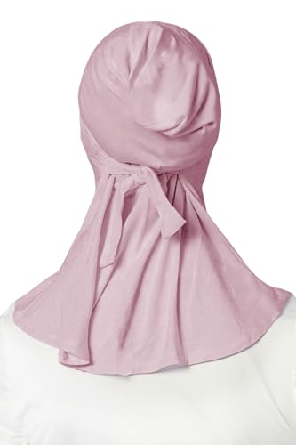 Lina & Lily Jersey Tie Back Hijab Underscarf with Neck Cover Full Coverage for Muslim Women - color: Dusty Rose