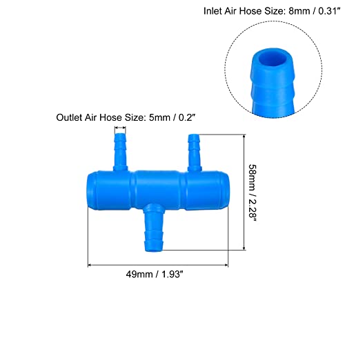 uxcell 2Pcs 8mm to 5.5mm 2 Ways Air Line Tubing Splitter Connector Fish Tank Oxygen Pipe Air Tubing Adapter for Aquarium, Blue - style: 2 Ways