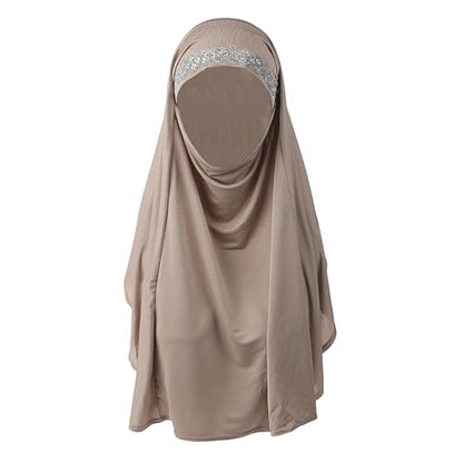 OhMill Instant Hijab Ready to Wear Jersey Hijab Scarf for Women Khimar Hijabs One Piece Hijabs Muslim Instant Turbans - color: Khaki