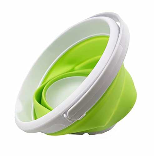 SAMMART 5.5L (1.4 Gallon) Collapsible Plastic Bucket - Foldable Round Tub - Portable Fishing Water Pail - Space Saving Outdoor Waterpot (White/Grass Green) - color: White/Grass Green