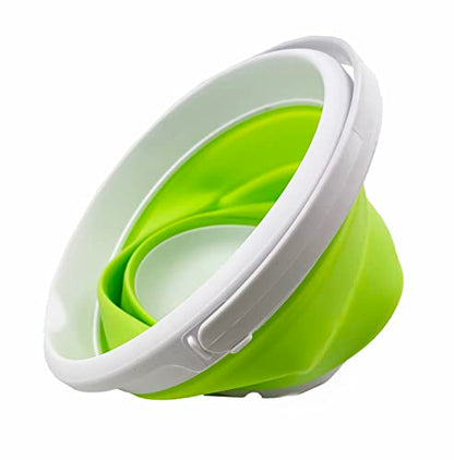 SAMMART 5.5L (1.4 Gallon) Collapsible Plastic Bucket - Foldable Round Tub - Portable Fishing Water Pail - Space Saving Outdoor Waterpot (White/Grass Green) - color: White/Grass Green