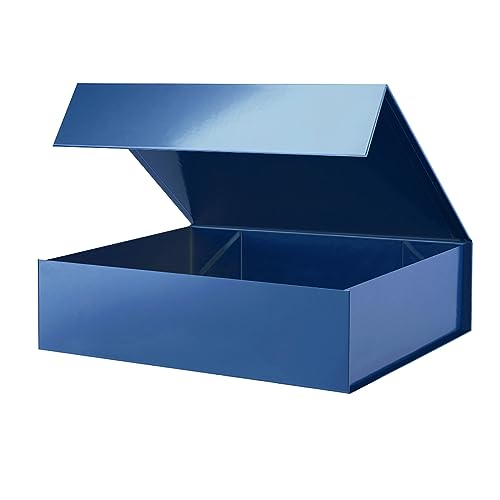 PACKHOME Large Gift Box 13.5x10x3.5 Inches, Sturdy Shirt Box with Magnetic Lid for Multiple Occasions (Glossy Blue) - color: 13x9.7x3.4 Inch-Blue-Pack of 1