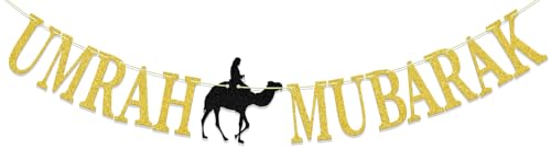 Umrah Mubarak Banner, Happy Eid Decorations Banner, Eid Festival Muslim Islam Party Decoration Supplies, 2023 Hajj Mubarak Umrah Mubarak Islamic Party Decoration Supplies…