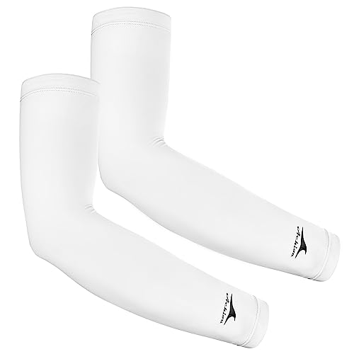 Achiou Cooling Ice Silk Arm Sleeves, Summer UV Sun Protection Compression Sleeves UPF 50+ for Women Volleyball Youth Sports - color: 2 Pairs: White