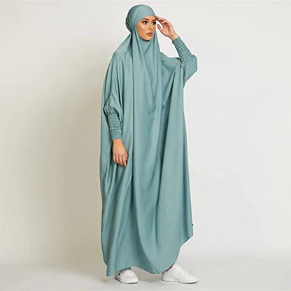 ODIZLI Muslim One Piece Prayer Hijab Dress Women Hooded Abaya Full Cover Islam Dubai Modest Robe - color: Mint Green, size: One Size