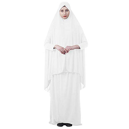 여성용 투피스 무슬림 기도 드레스 히잡 스카프 이슬람 아바야 전체 길이 드레스 - color: 화이트., size: Medium