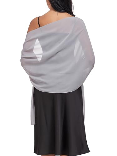 Shawls and Wraps Soft Chiffon Scarve Scarf For Evening Party Dresses Wedding Stole - color: Silver Gray