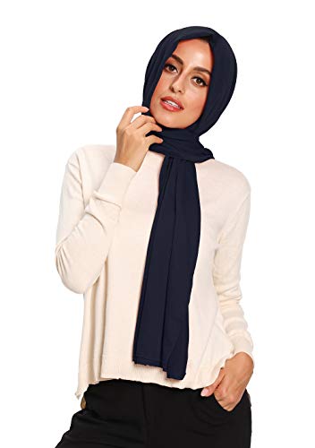 Jersey Hijab Scarfs for Women Head Scarf Muslim Head Wraps - color: Navy Blue