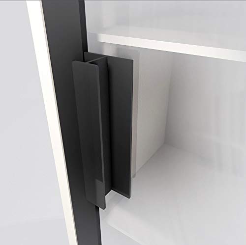 HRX Self-Adhesive Edge Fingerpull Door Handle - Easy to Install Screwless Peel and Stick on Glass, Wood, Metal, Plastic - Sliding Doors Knob for Kitchen Fronts, Drawers & Dressers Panels - 2 Pack - color: Black