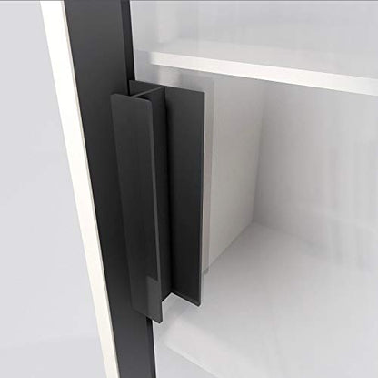 HRX Self-Adhesive Edge Fingerpull Door Handle - Easy to Install Screwless Peel and Stick on Glass, Wood, Metal, Plastic - Sliding Doors Knob for Kitchen Fronts, Drawers & Dressers Panels - 2 Pack - color: Black