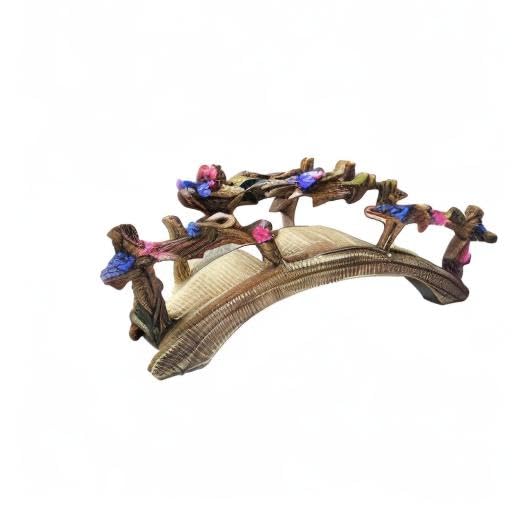 MUAMAX Miniature Fairy Garden Bridge - Resin Craft Cute Artificial Micro Landscape Bridge for Dollhouse Ornament (Flower Bridge)