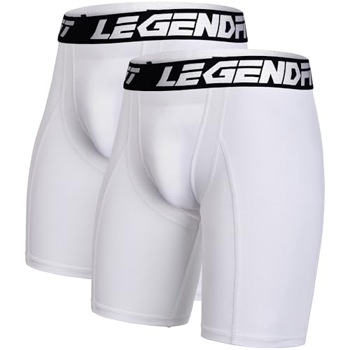 Men Baseball Football Straps Compression Underwear w/Cup Pocket(NO Cup) Protective Athletic Shorts - 2 Pack - color: White, size: X-Large