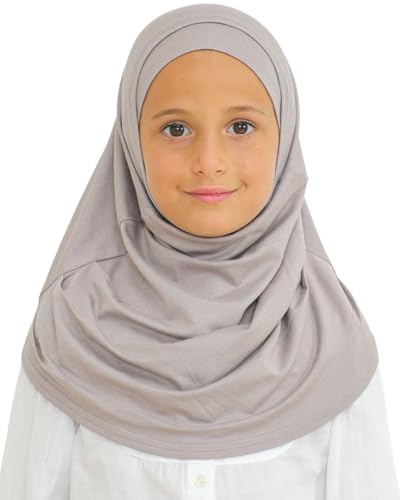 Prien Easy To Wear Hijab For Girls, Muslim Scarf for Kids, Instant Hijabs For Women, Viscose Children Scarves For Ramadan Eid - color: Light Mink