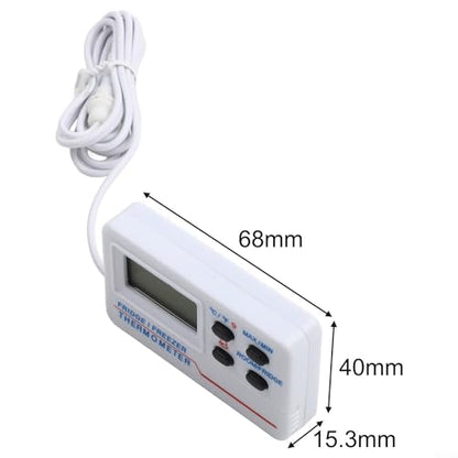 Digital Refrigerator Thermometer -50°C to 70°C with Large LCD Display, High Low Temperature Alarm for Cold Storage Aquarium Box Monitoring, White